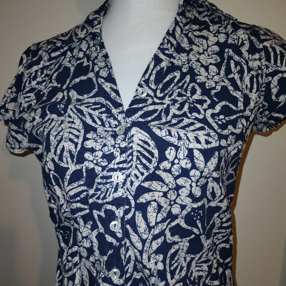 Button Down Bali Style Print Shirt